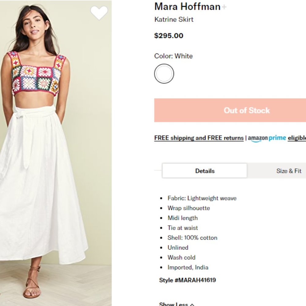 BNWT Mara Hoffman Katrine skirt